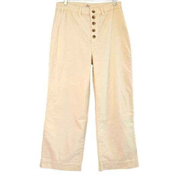 Marine Layer Bridget Exposed Button Crop Wide Leg Corduroy Pants US 14 - Picture 4 of 10